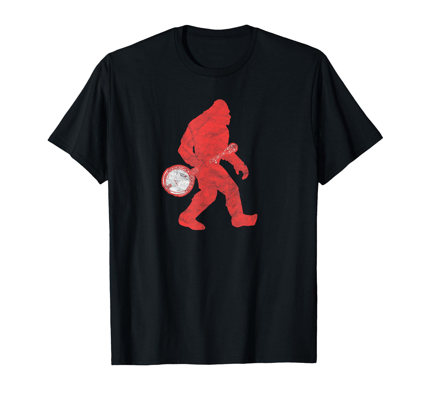 Bigfoot & Banjo - Sasquatch Silhouette Retro Bluegrass T-Shirt