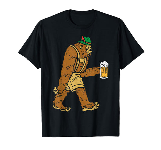 German Bigfoot Sasquatch Beer Lederhose Funny Oktoberfest T-Shirt