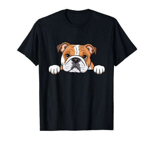 Cute English Bulldog Peeking Puppy Funny Dog Lover T-Shirt