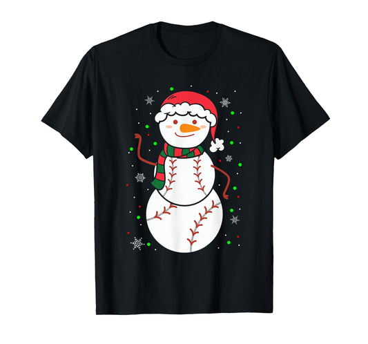 Christmas Baseball Snowmans Balls Snow Xmas for Men Women T-Shirt