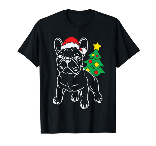 Funny French Bulldog Dog Puppy Christmas Tree Xmas Pajama Men Women Kids T-Shirt