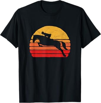 Vintage Female Fox Hunter Jumper & Horse 80s Sun T-Shirt T-Shirt