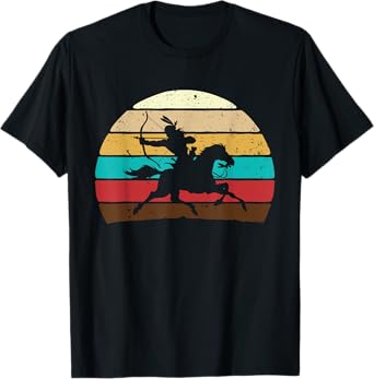 Retro Horse Riding - Native American Indian Pride Indigenous T-Shirt