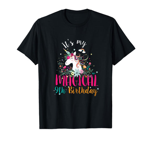 Its my 9th Birthday Unicorn Gifts 9 Years Old Birthday Girl T-Shirt