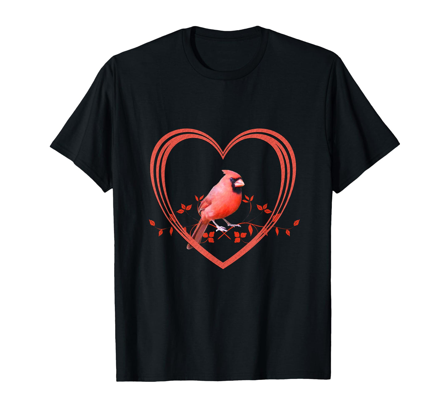 Northern Cardinal Bird in Heart T-Shirt