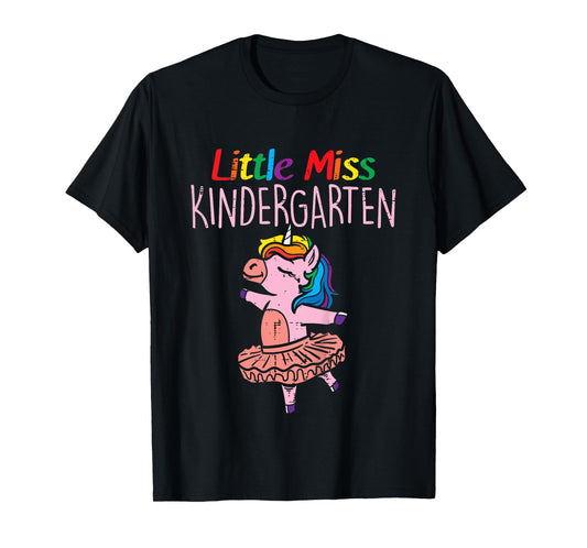 Little Miss Kindergarten Unicorn Back To School Day Girls T-Shirt