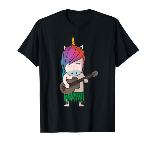 Unicorn Ukulele Luau Cute Funny Hawaii Music T-Shirt