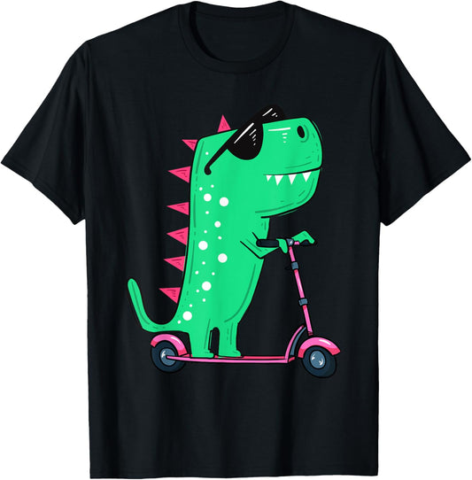 Dinosaur T-Rex Riding Scooter T-Shirt