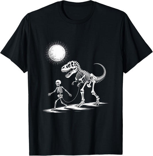 Skeleton Riding Dinosaur T Rex Halloween Spooky Adventure Ar T-Shirt