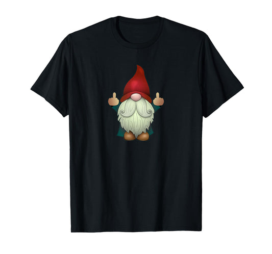 Sarcastic Middle Finger (Men & Women) Funny Garden Gnome T-Shirt