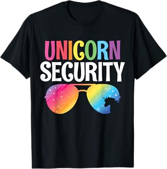 Unicorn Security Birthday Family Halloween Costume Mom Dad T-Shirt