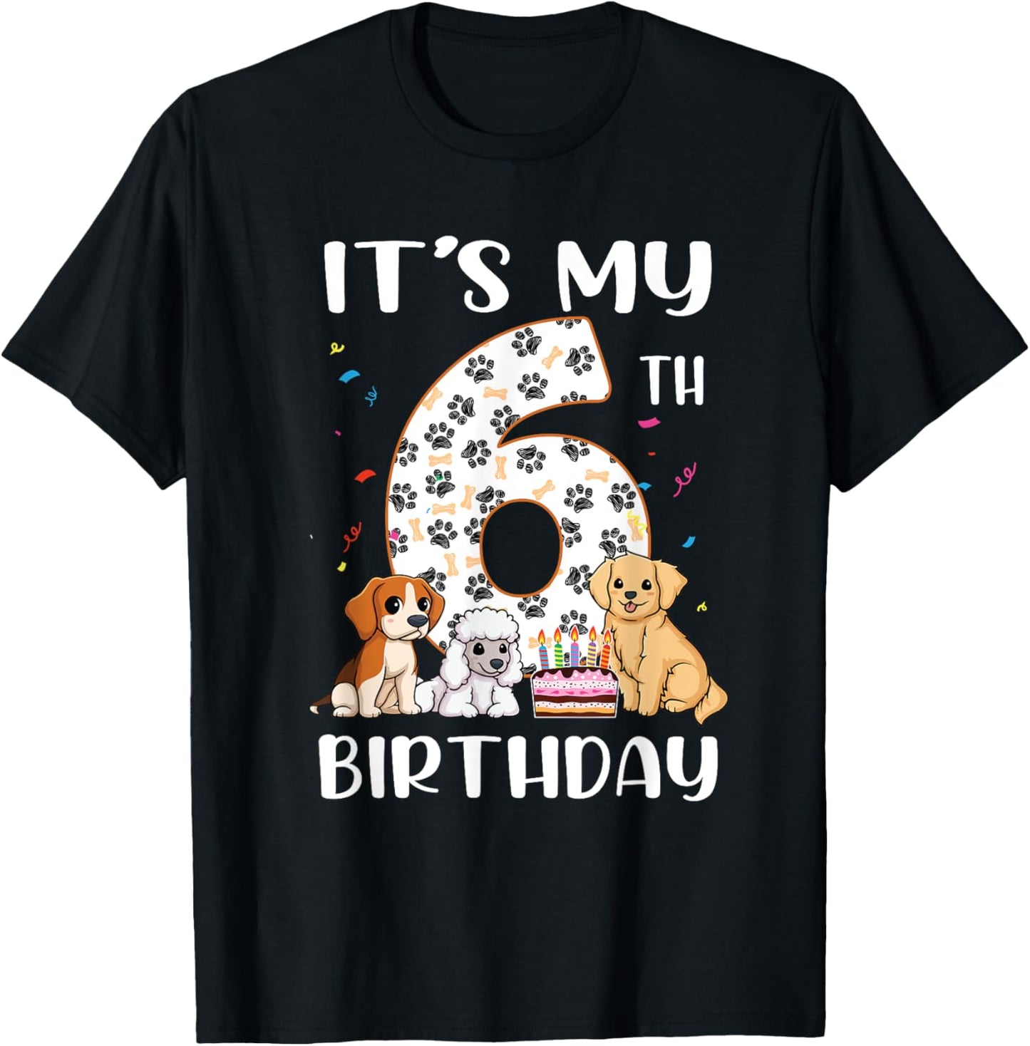 It's My 6th Birthday Dog Lover Theme 6 Years Old Puppy Dogs T-Shirt
