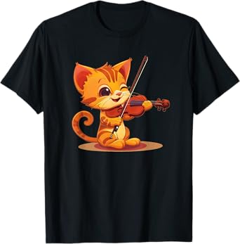 Cat Playing Violin Costume Men Women Kids T-Shirt