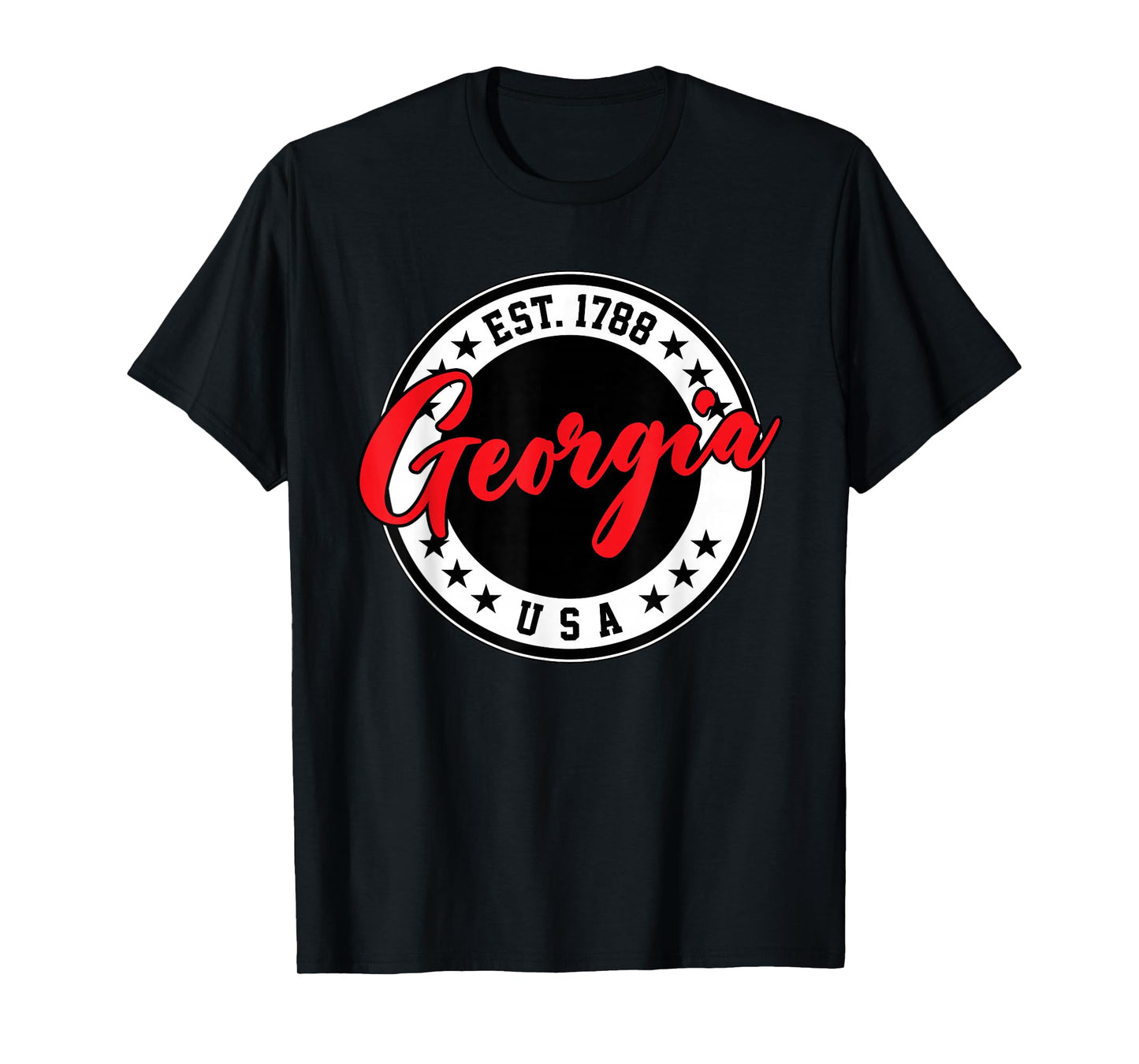 Georgia USA Script Circle Red Text T-Shirt