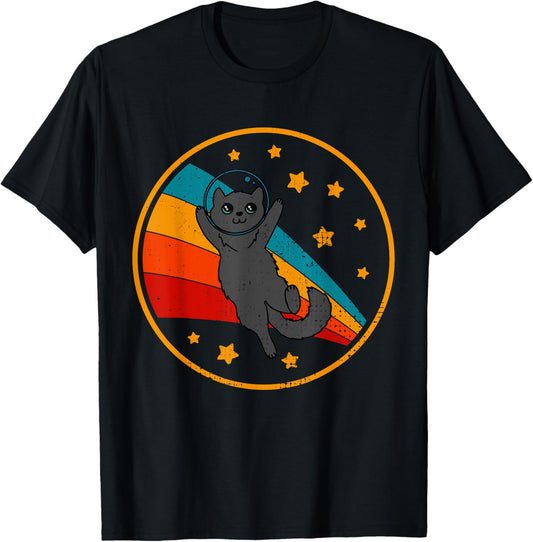 Cute Vintage Nebelung Cat Retro Space Cat T-Shirt