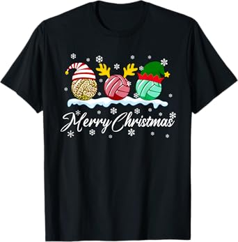 Volleyball Balls Christmas Buffalo Plaid Santa Hat Reindeer T-Shirt