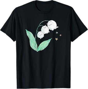 Vintage Cat Lily Of The Valley Flower Funny Pet Lover T-Shirt