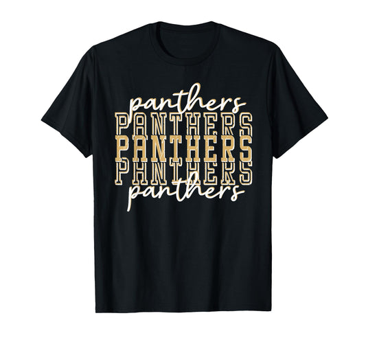 Panthers School Spirit Mascot Gold Panther Pride Mom Panther T-Shirt