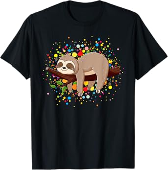 Funny Sloth Lovers Polka Dots Happy Dot Day Girls Boys Kids T-Shirt