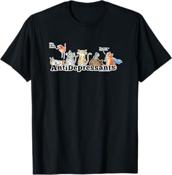 Red and Howling Antidepressants Cats T-Shirt