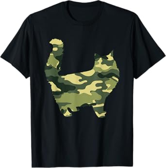 Military Cat Camo Men Print US Feline Pet Kitty Veteran Gift T-Shirt