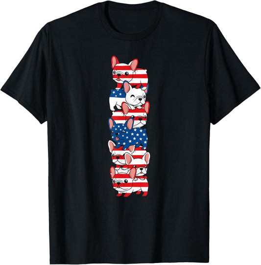French Bulldog American USA Flag Memorial Day 4th of July T-Shirt