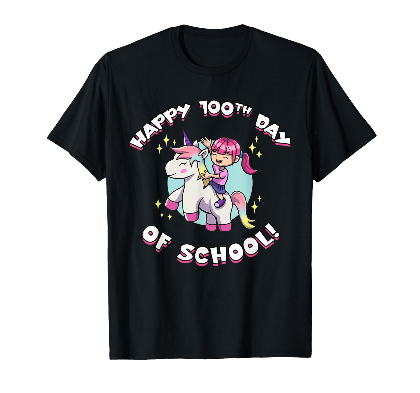 Happy 100th Day of School Girl Riding Unicorn T-Shirt