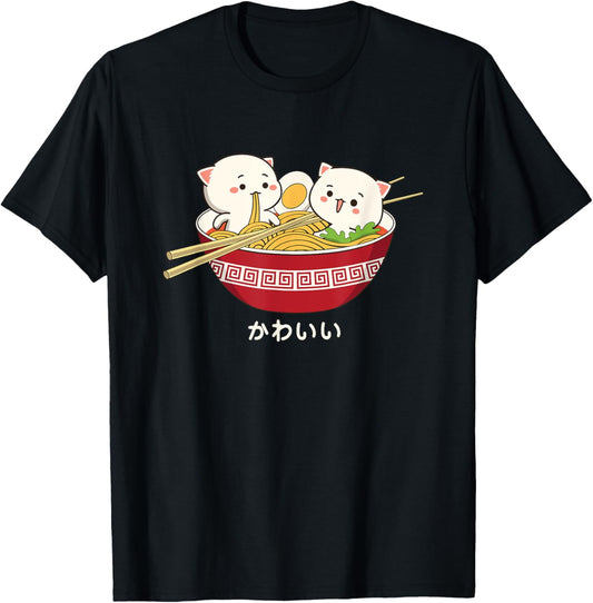 Kawaii Cat Japanese Tokyo Anime Cat Ramen T-Shirt T-Shirt