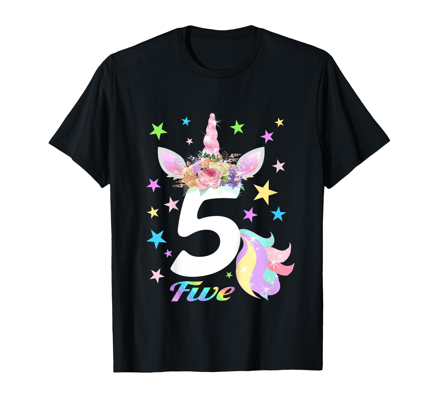 Number 5 (Five) 5th Birthday Unicorn Shirts for Girls T-Shirt