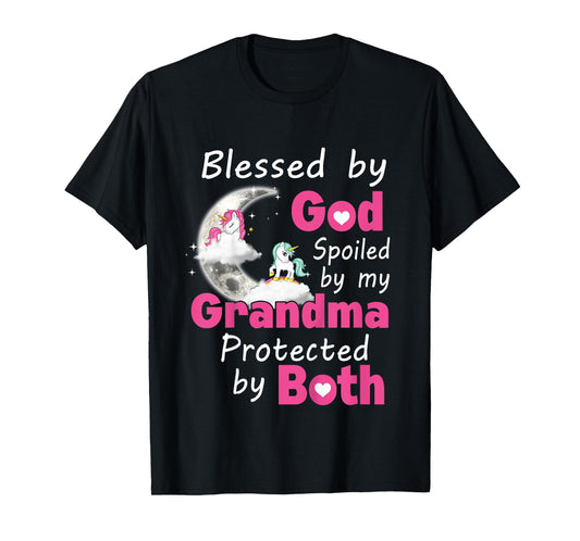 Blessed By God Spoiled By My Grandma Protected By Both T-Shirt