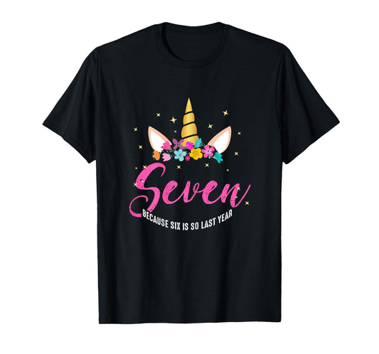 7 Years Old Birthday Girl Gifts Unicorn 7th Birthday T-Shirt