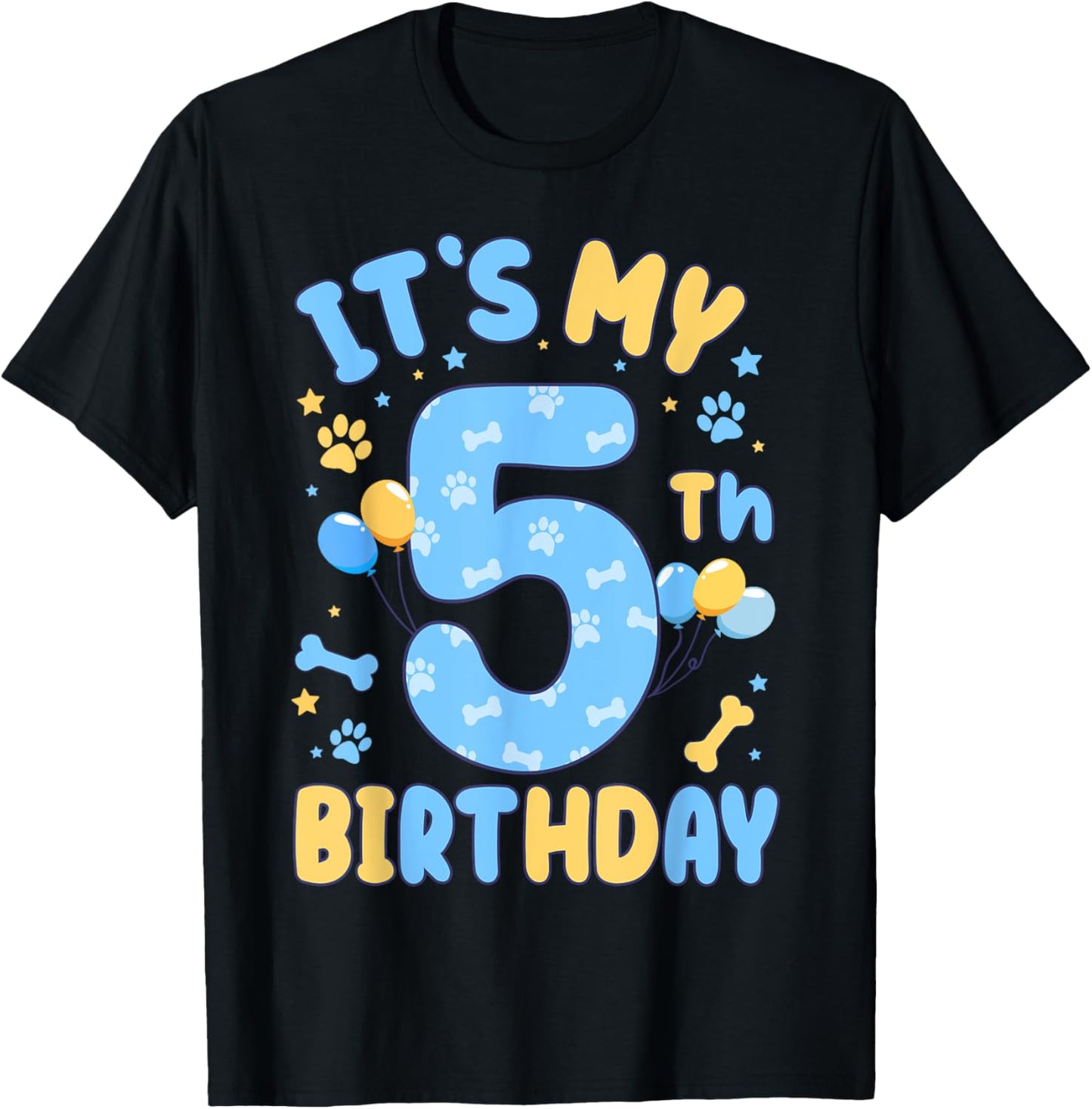 Kids It's My 5th Birthday Boys Girls Dog Lover Dog Owner T-Shirt