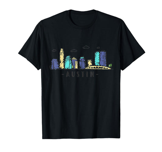Austin Texas Vintage Skyline T-Shirt