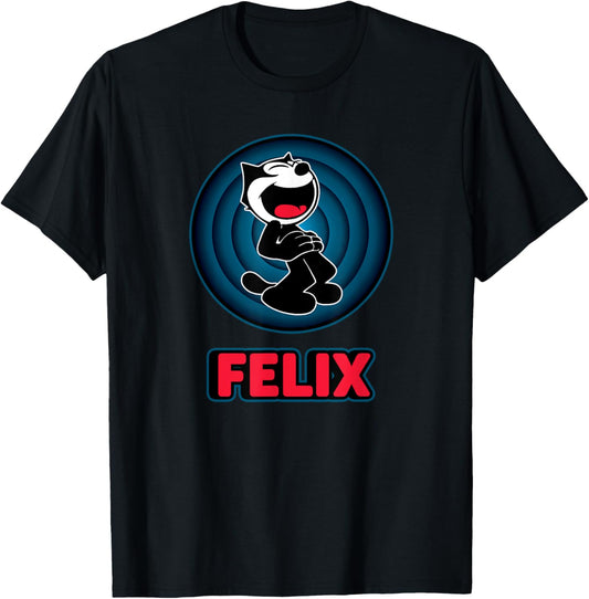 Happy Felix Cat Cartoon Circle Retro Felix Cat Comics T-Shirt