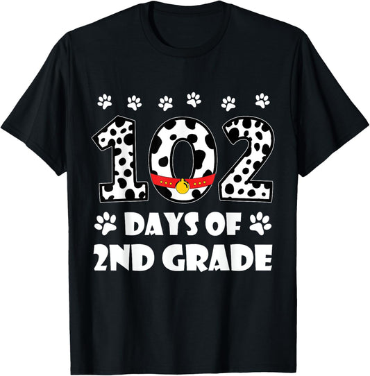 102 Day Of 2nd Grade Dalmatian Dog 100 Days Smarter Student T-Shirt