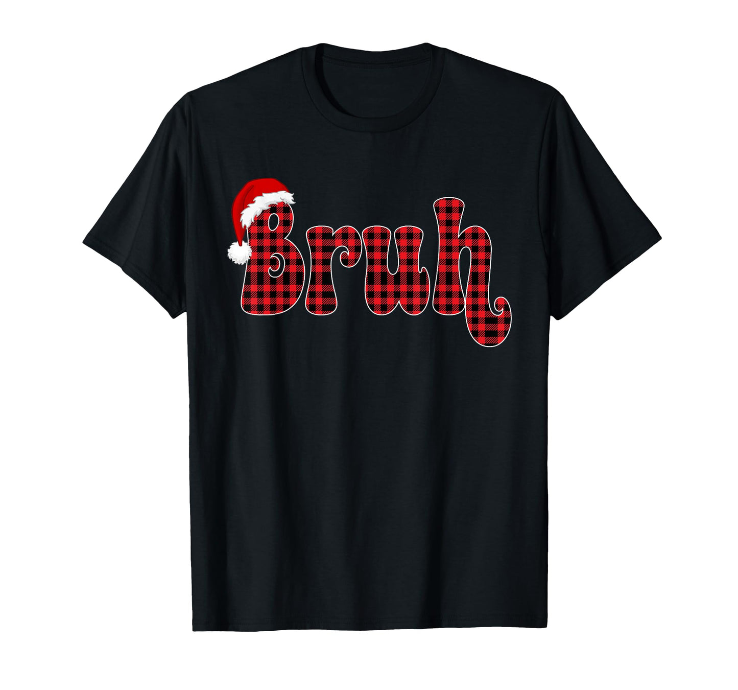Bruh Funny Christmas Plaid Teens Boys Kids Xmas Pajamas T-Shirt