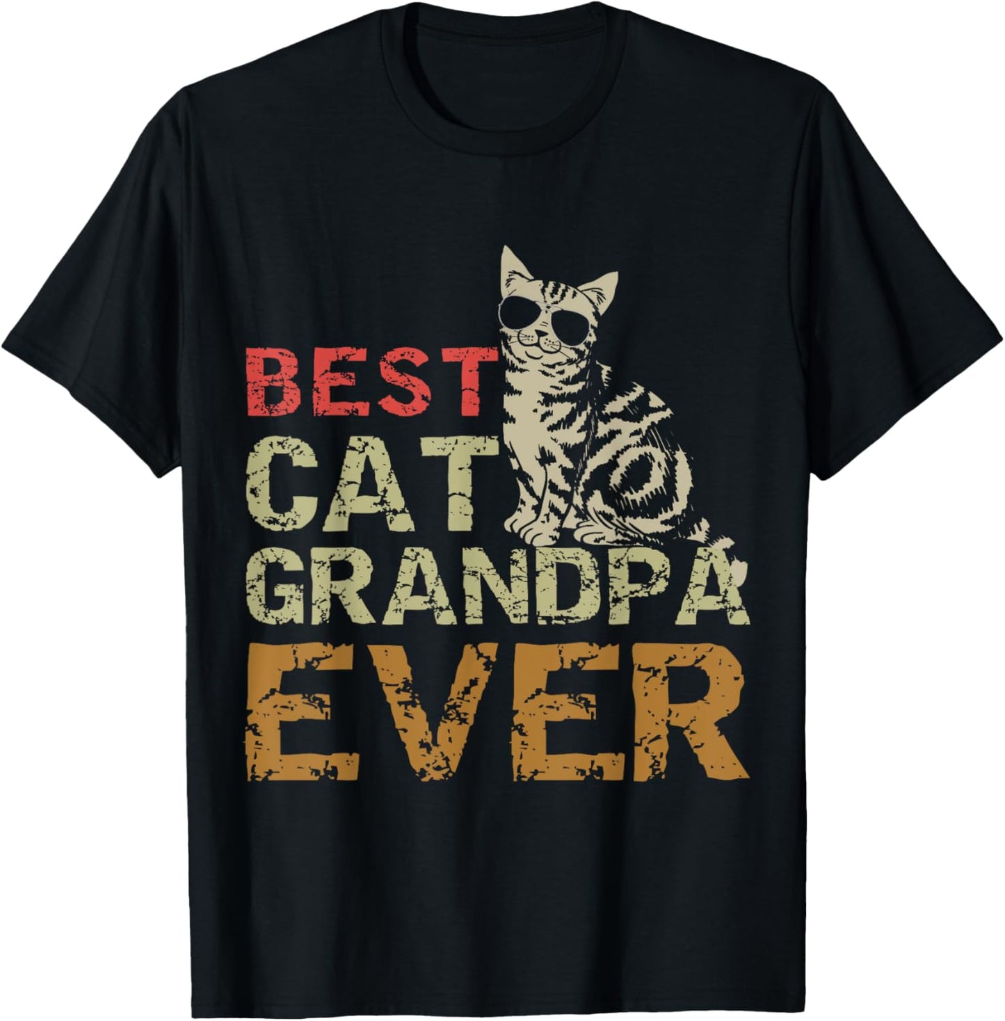 Best Cat Grandpa Ever Funny Cat Kitty Lover Retro Style Gift T-Shirt