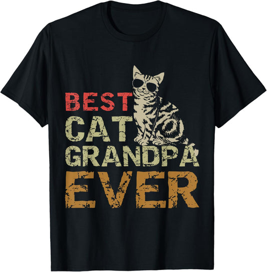 Best Cat Grandpa Ever Funny Cat Kitty Lover Retro Style Gift T-Shirt