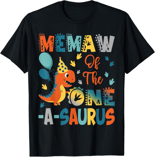 Memaw Of The One-A-Saurus 2Nd Birthday Dinosaur Party T-Shirt