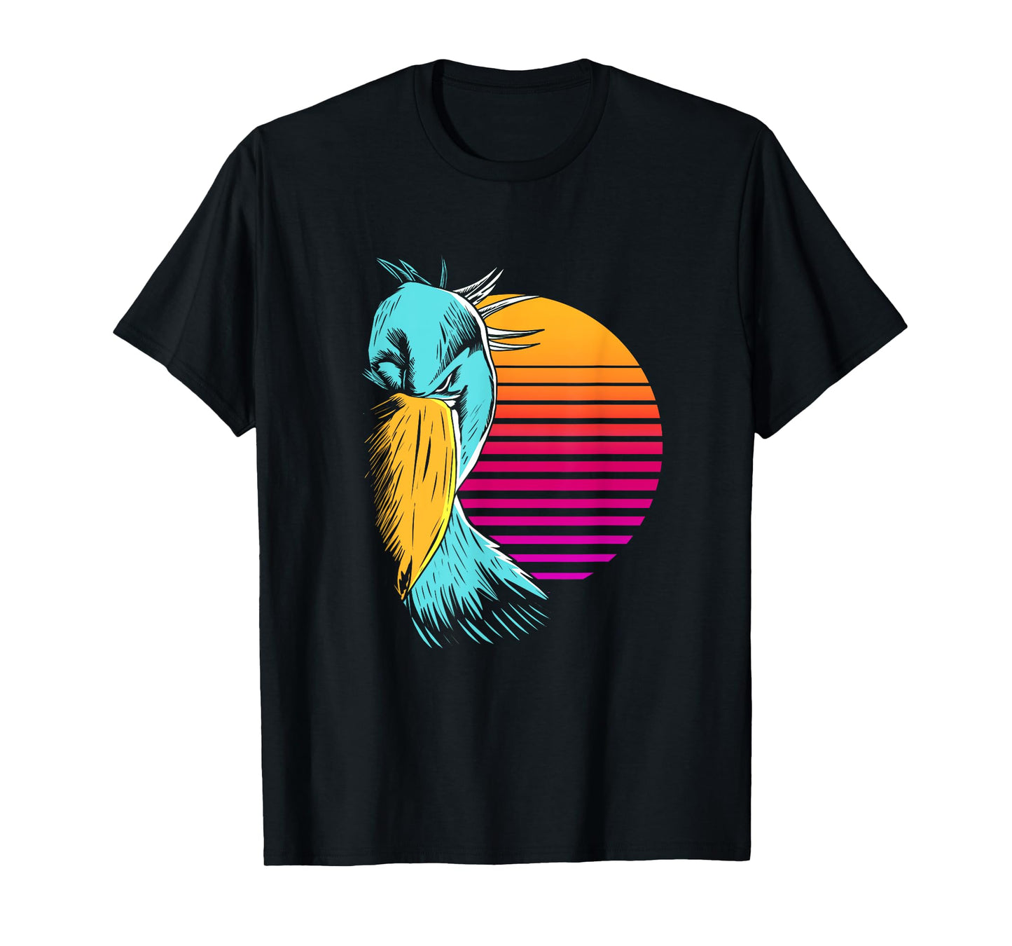 Retro Sunset Shoebill Stork Shoe Bill Bird T-Shirt
