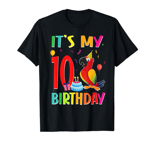 Its My 10th Birthday Parrot Bird Lover 10 Years Old T-Shirt