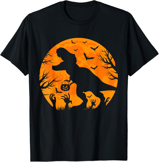 Halloween Dinosaur T rex with Pumpkin Dinosaur Halloween T-Shirt
