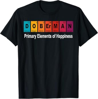 Vintage Doberman Dog Science Teacher Funny Periodic T-Shirt