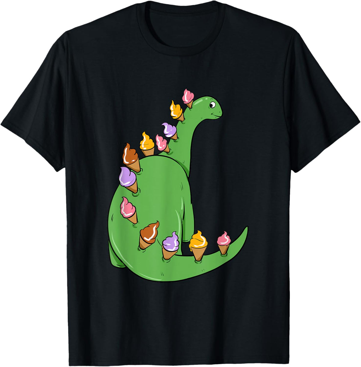 Ice Cream Dinosaur Brontosaurus Delicious Snack Candy Dino Men Women Girls Kids T-Shirt