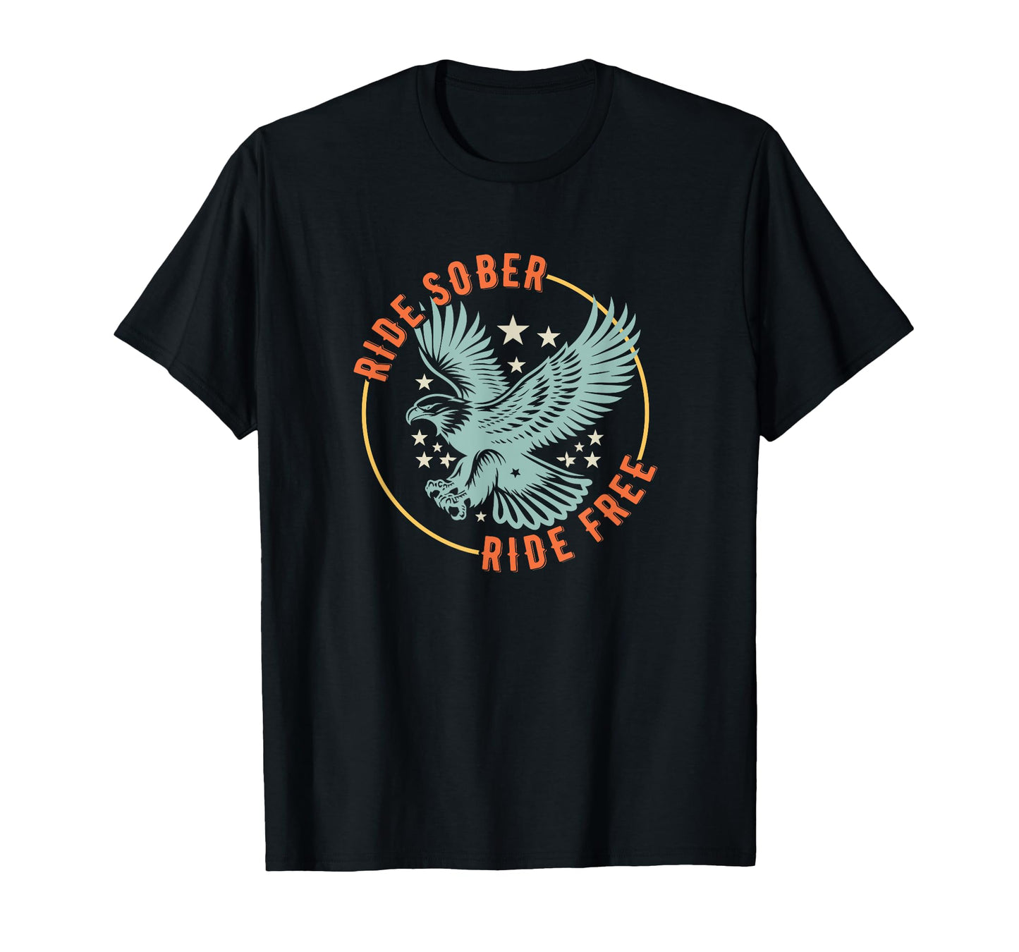 Ride Sober Ride Free AA American Military Eagle Motorcycle T-Shirt