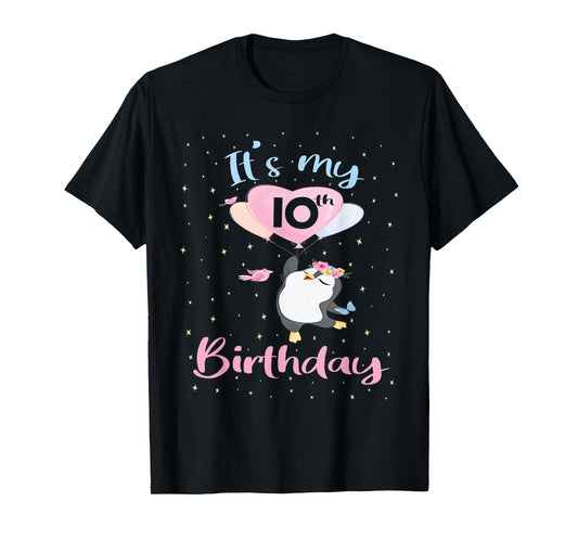 It's My 10th Birthday Penguin Girl 10 Years Old B-day T-Shirt