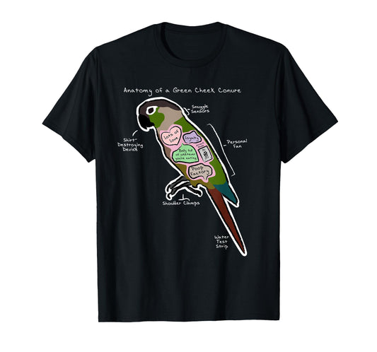 Anatomy of a Green Cheek Conure - Funny Parrot Shirt T-Shirt