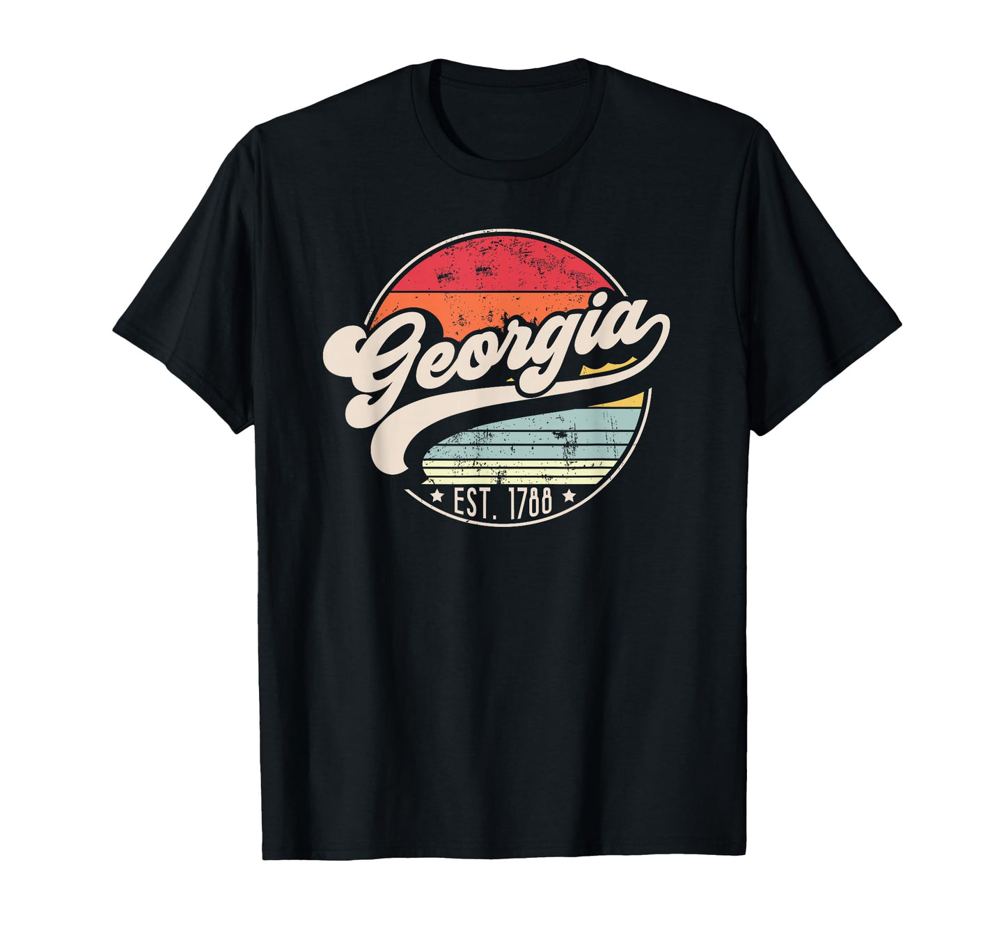 Retro Georgia Home State GA Cool 70s Style Sunset T-Shirt