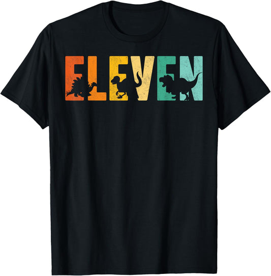 Eleven Years Old Dinosaur T-Rex Dino 11th Birthday Party T-Shirt