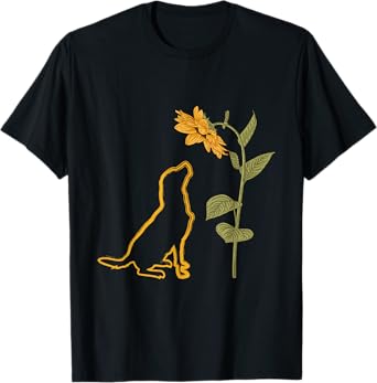 Labrador Retriever Sunflower Dog Puppy Doggie Pet Lover T-Shirt for Men Women Kids